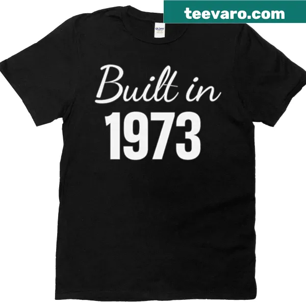 Retro birthday logo design for those born in 1973 on an oversized t-shirt