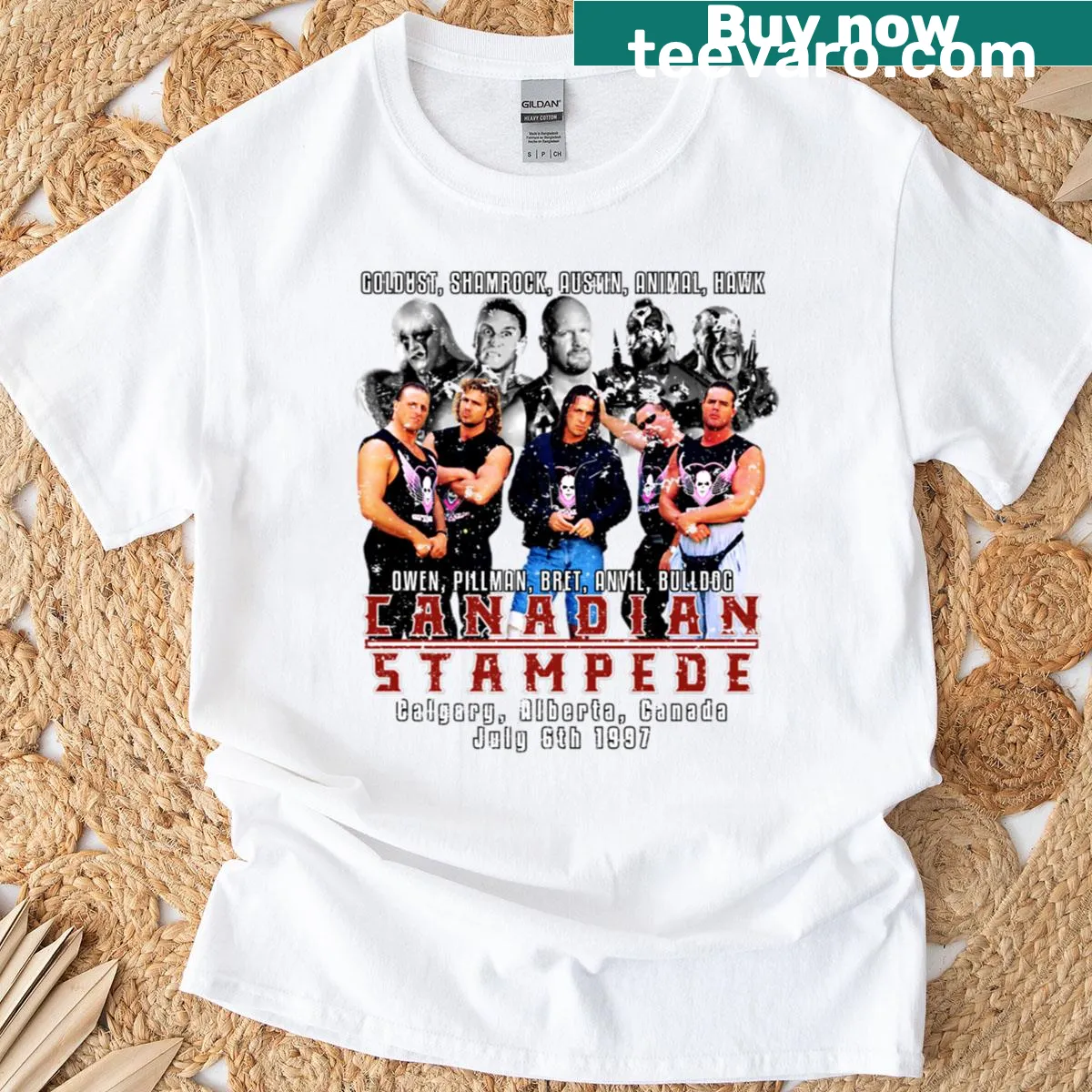 T-shirt featuring design inspired by the Calgary Stampede — on a men's t-shirt