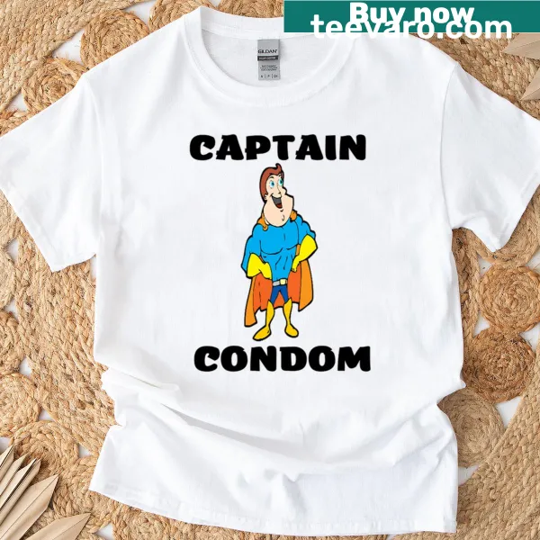 Oversized T-shirt featuring Captain Condom character illustration