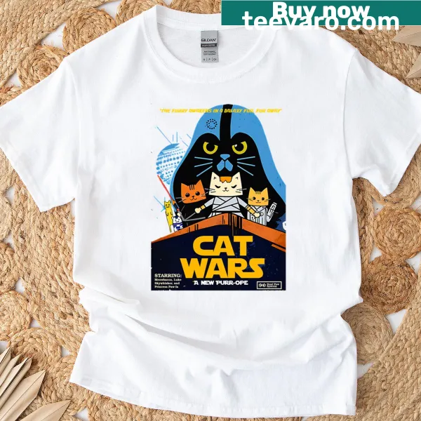 Cartoon design parodying 'Cat Wars' with feline elements