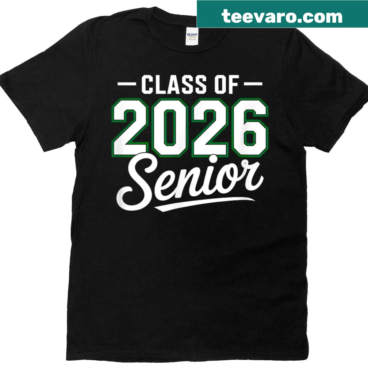 Graduation T-shirt with sunrise graphic and 'Class of 2026' text — on a men's t-shirt