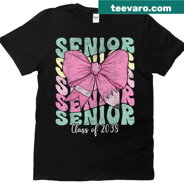 Retro T-shirt for Class of 2038 featuring coquette bow design