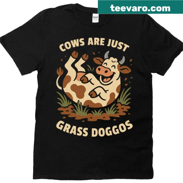 Whimsical shirt design comparing cows to dogs for animal lovers