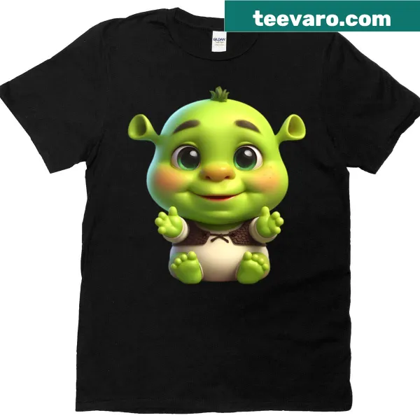 Cute baby Shrek cartoon graphic on a kids t-shirt