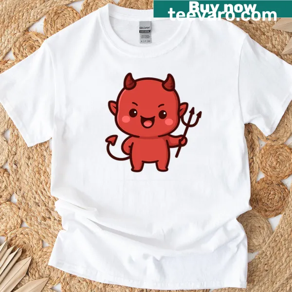 Kawaii-style T-shirt featuring a cute little devil illustration