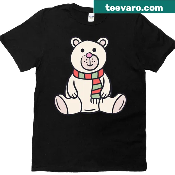 Adorable teddy bear illustration on a cozy winter T-shirt