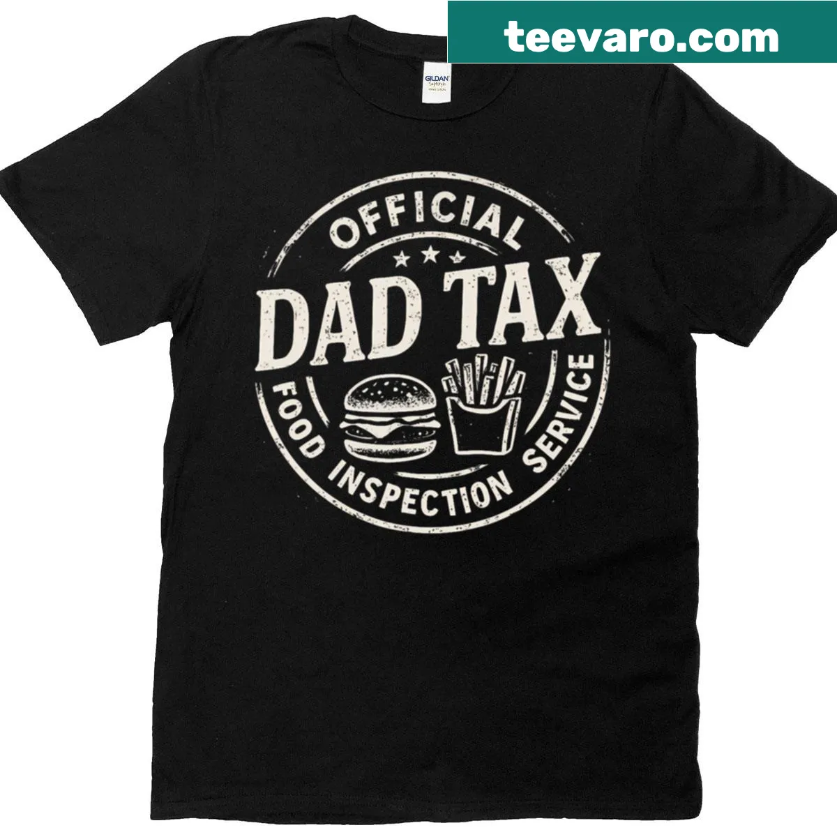 Funny t-shirt for dads featuring the Dad Tax concept — on a men's t-shirt