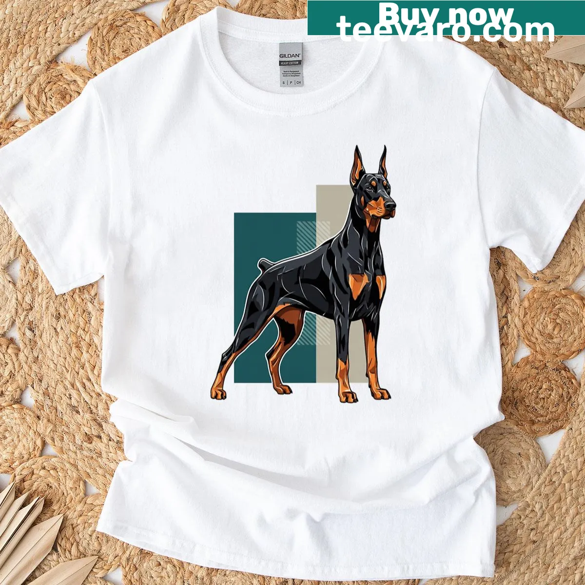 Oversized t-shirt featuring a Doberman illustration emphasizing strength and loyalty — on a men's t-shirt