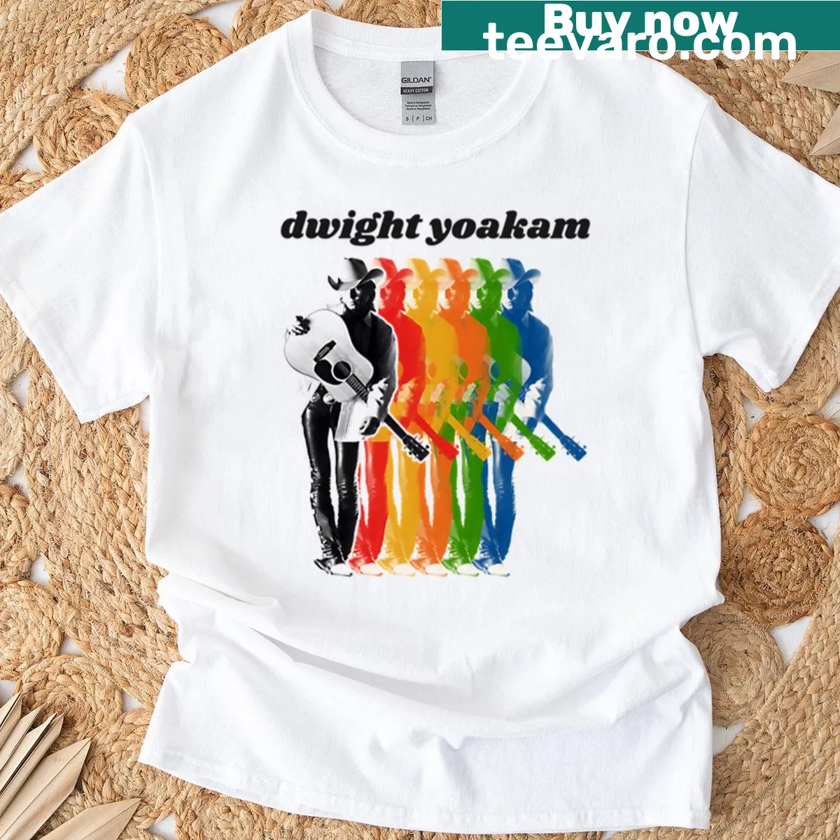 T-shirt honoring Dwight Yoakam with a dynamic music-themed graphic — on a men's t-shirt