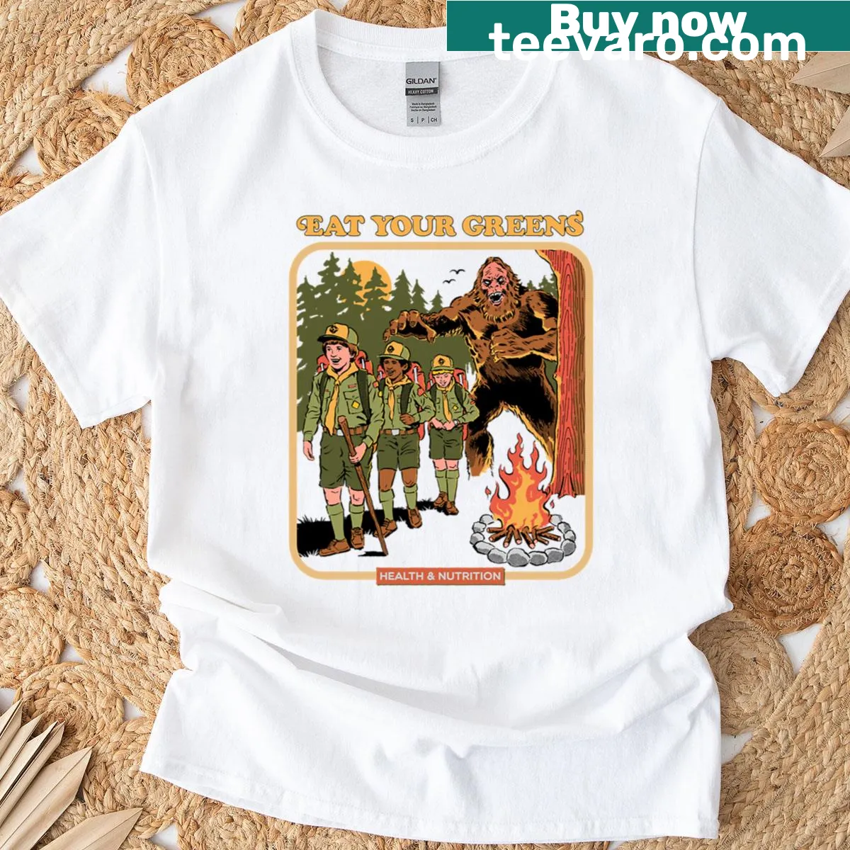 Active T-shirt with 'Eat Your Greens' motivational text — on a men's t-shirt