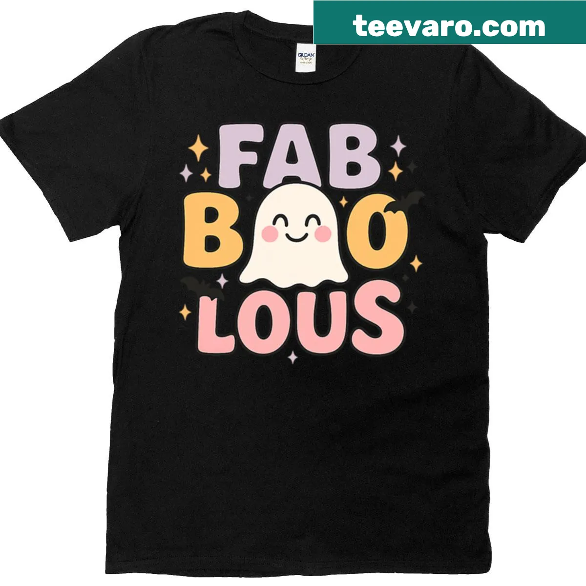 Cute ghost graphic on an oversized Halloween T-shirt — on a men's t-shirt