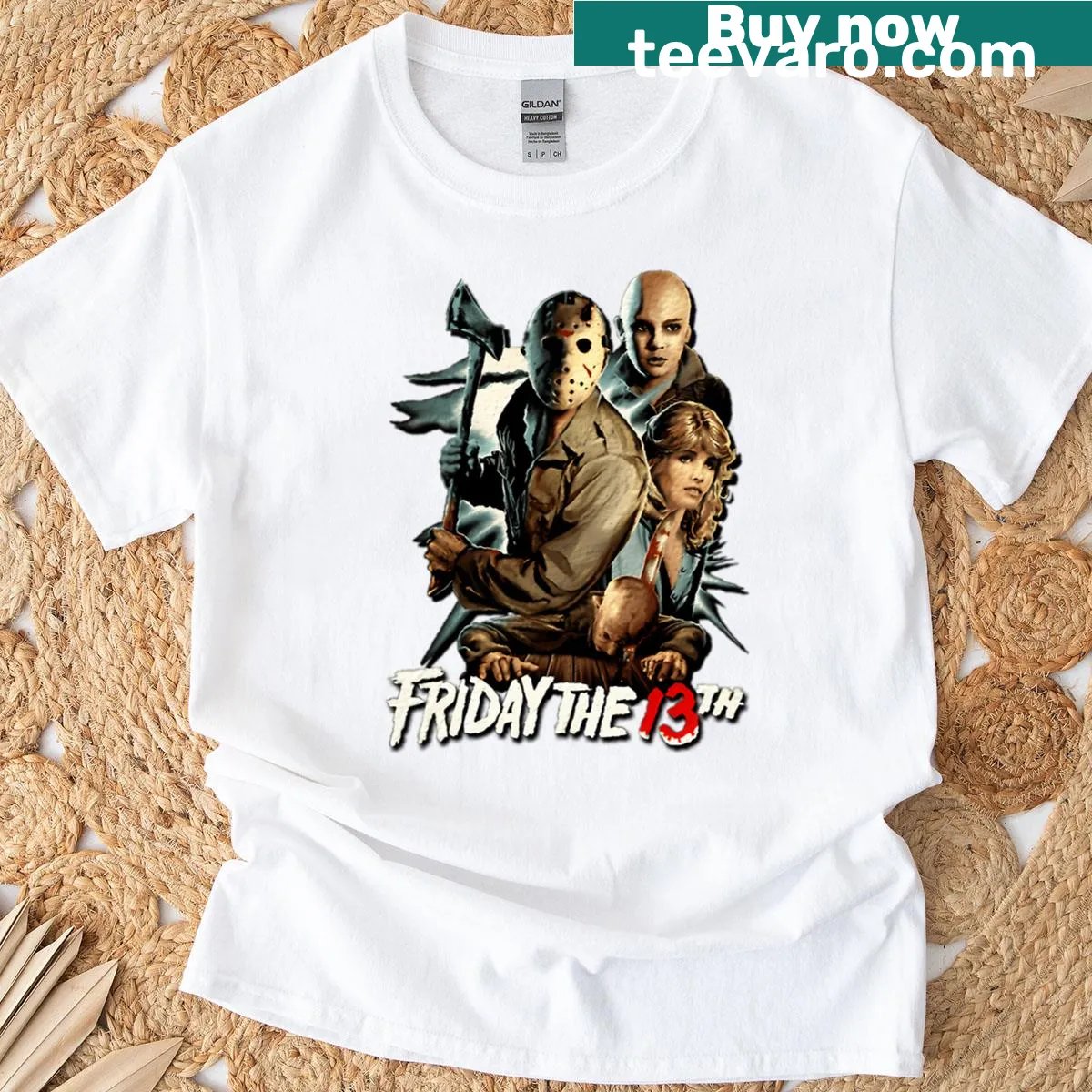 Vintage-inspired Friday the Movies slasher film shirt — on a men's t-shirt