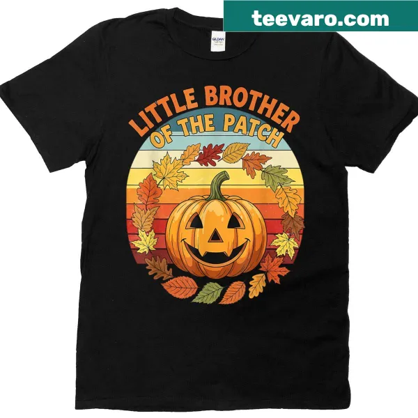Little brother pumpkin Halloween shirt with playful design.