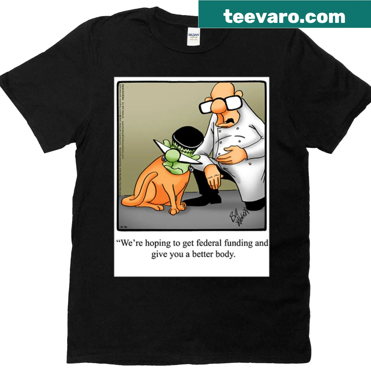 Frankenstein-themed Halloween shirt with humorous illustration. — on a men's t-shirt