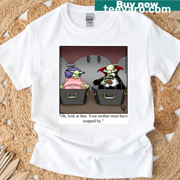 Humorous t-shirt featuring a funny vampire design