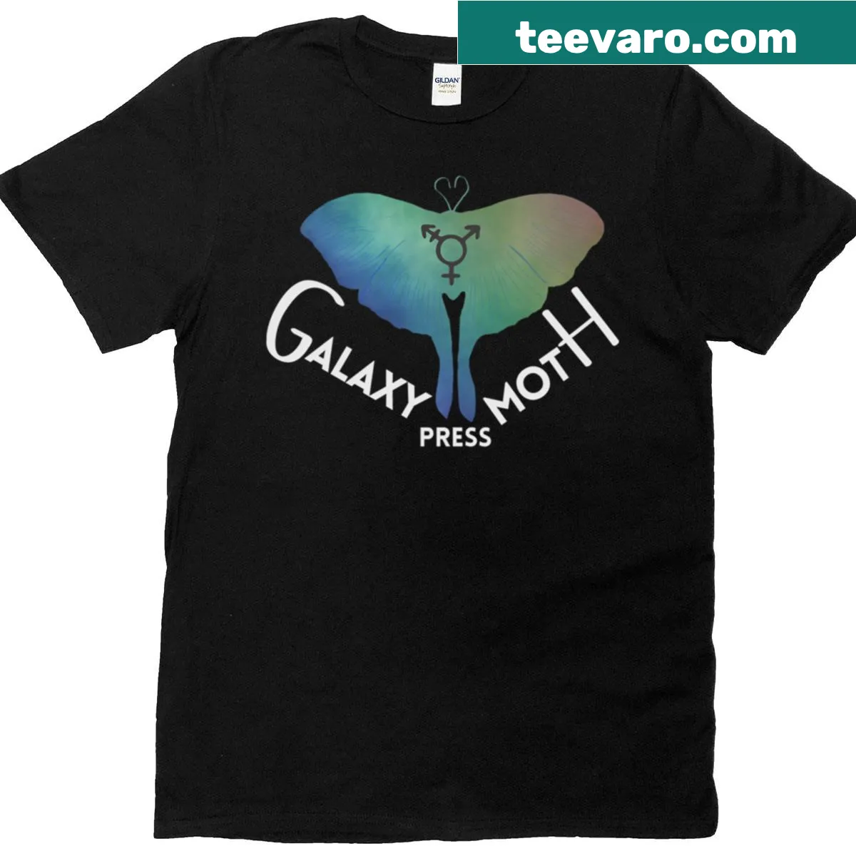 Oversized t-shirt with a silhouette of a moth against a dark background — on a men's t-shirt