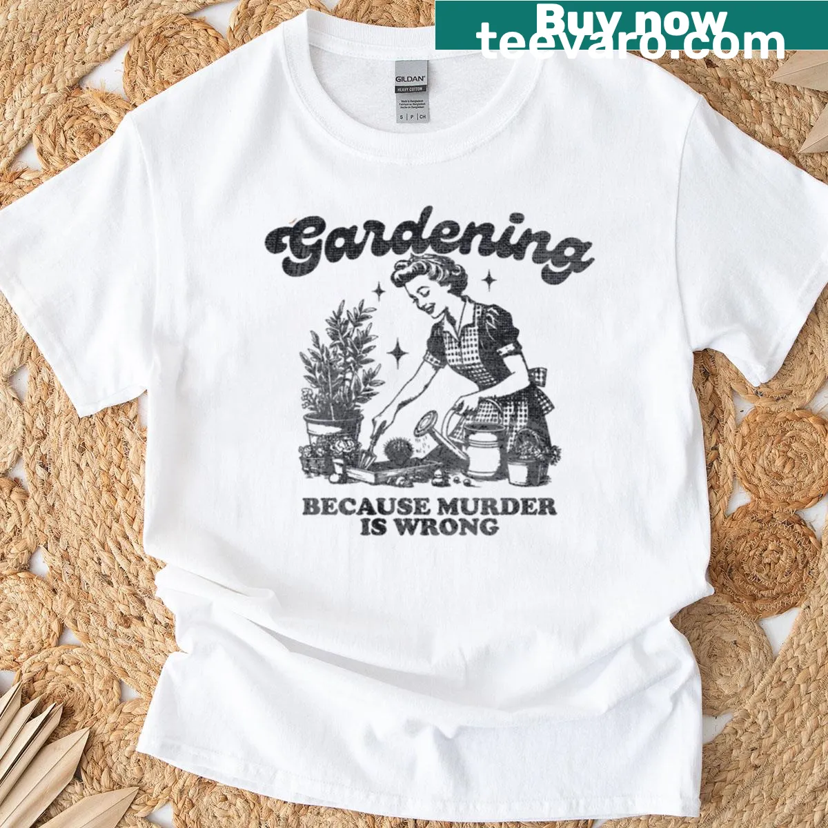 Witty gardening phrase on T-shirt — on a men's t-shirt