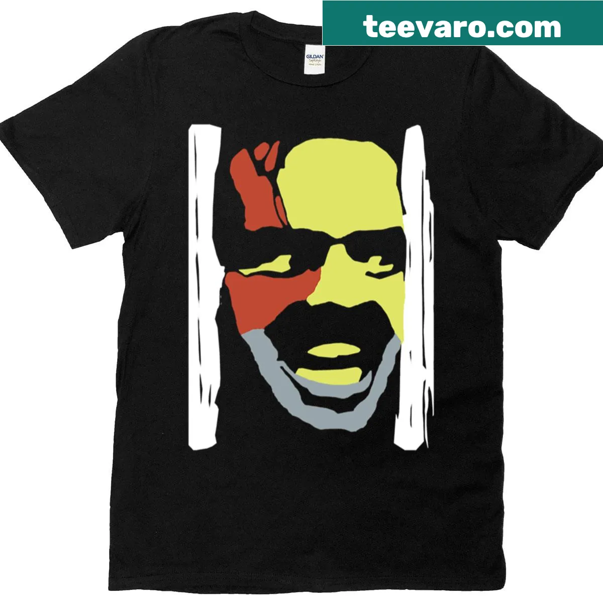 The Shining movie t-shirt with Warhol-inspired graphic for Halloween — on a men's t-shirt