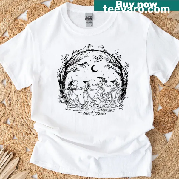 Witch-themed feminist Halloween t-shirt with text
