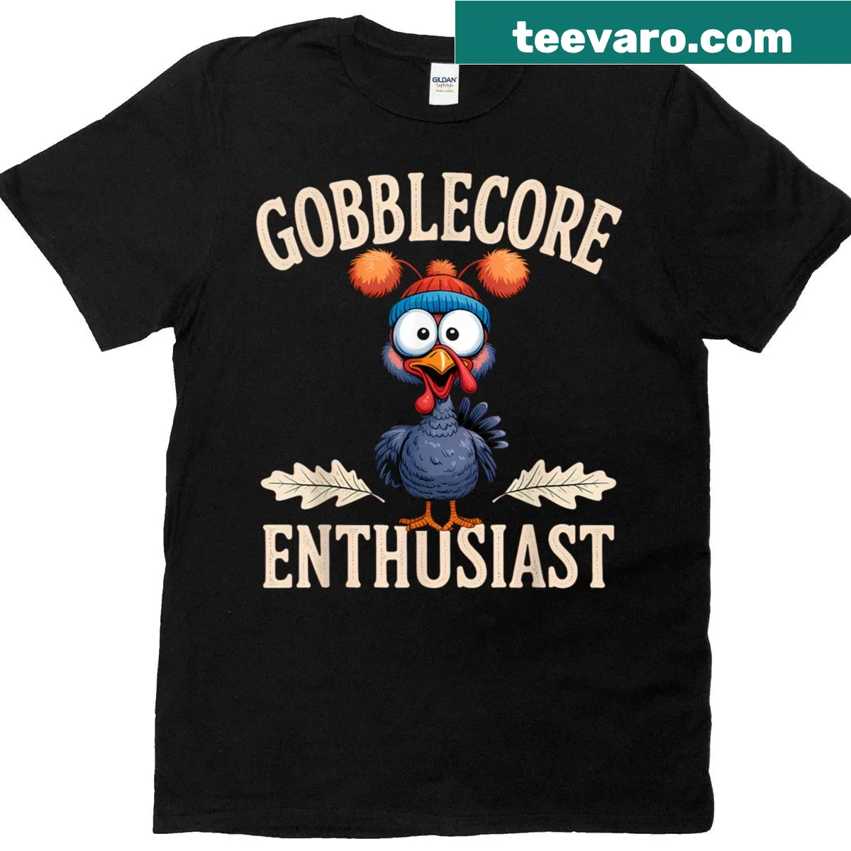 Funny T-shirt featuring a humorous turkey graphic for gobblecore fans — on a men's t-shirt