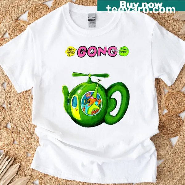 T-shirt with an illustration of a flying teapot design.