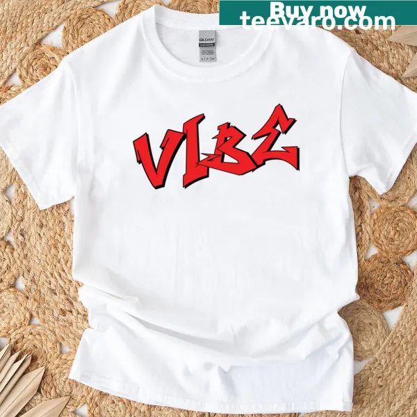 T-shirt featuring abstract graffiti typography design
