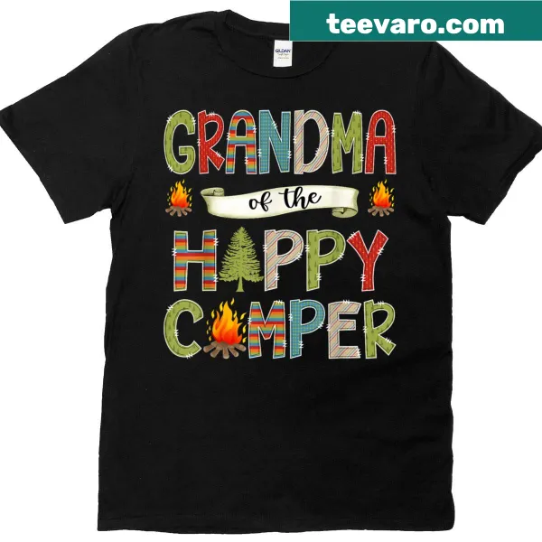 Camping-themed Grandma Of The Happy Camper T-shirt for first birthday