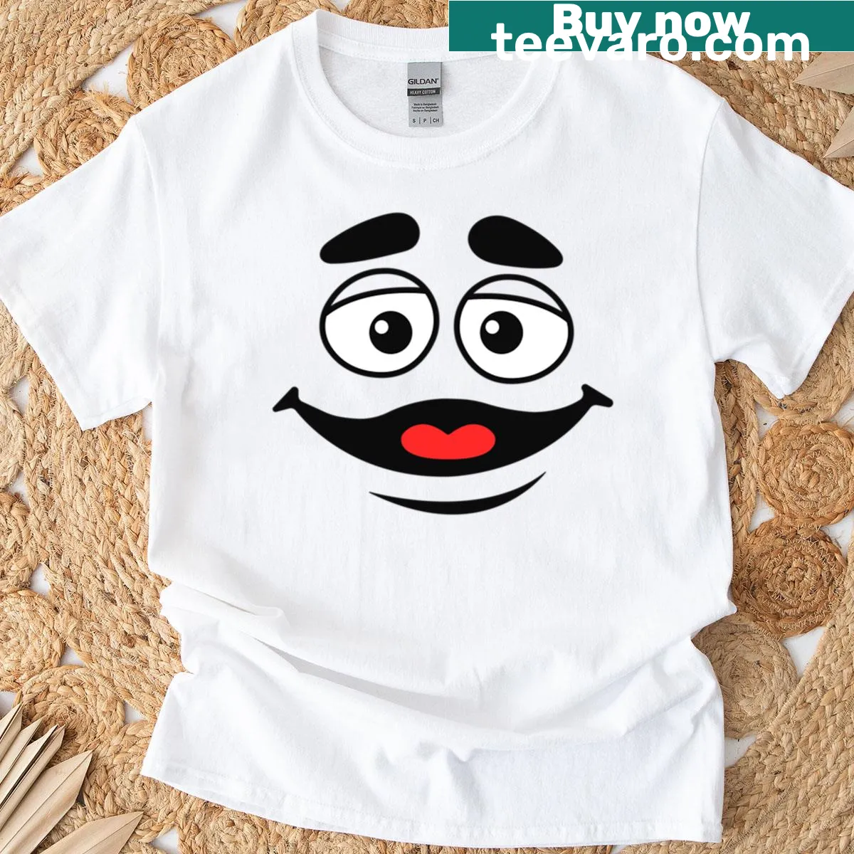 Playful Grimace Face graphic on a casual t-shirt — on a men's t-shirt
