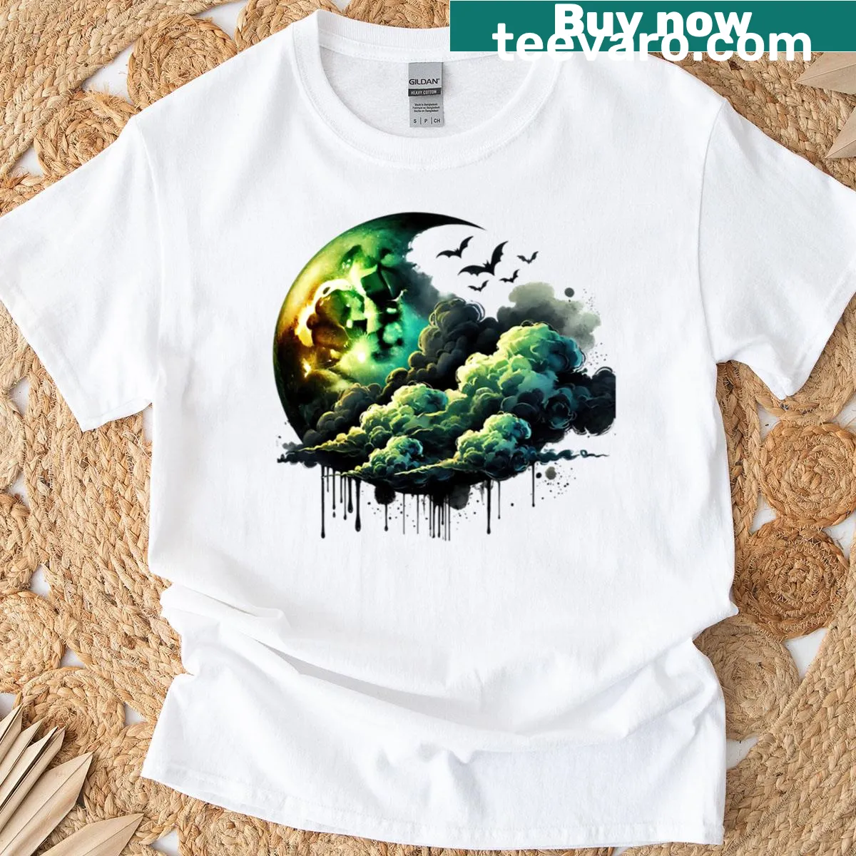 Active t-shirt with playful Halloween illustrations — on a men's t-shirt