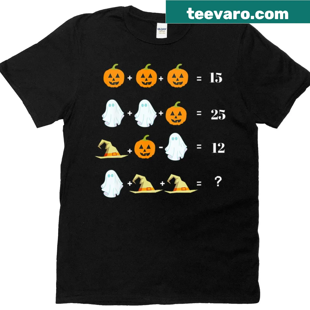 Halloween-themed math equations T-shirt for teachers — on a men's t-shirt