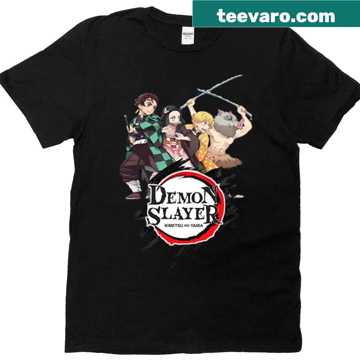 T-shirt featuring a graphic of a hunting squad — on a men's t-shirt