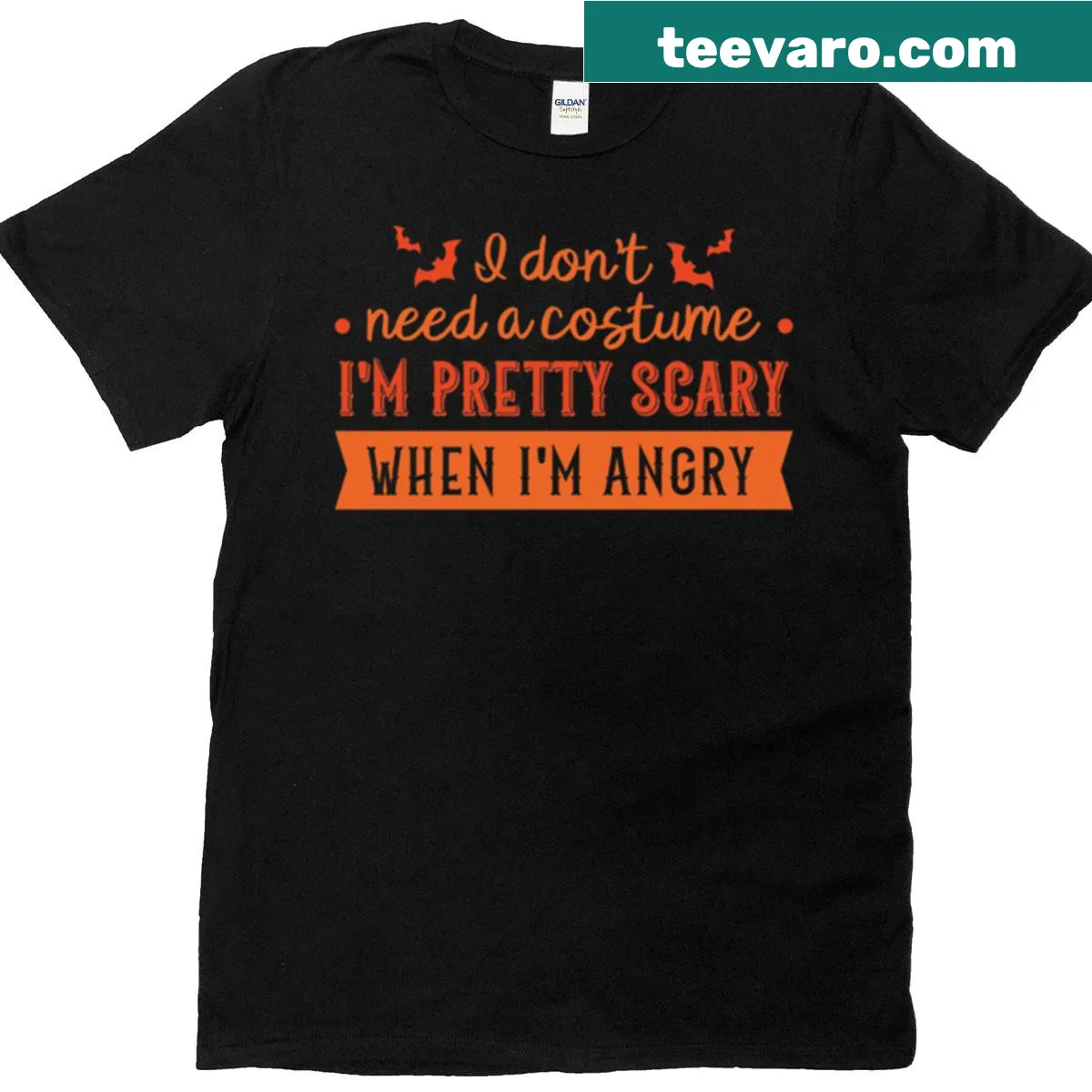 Oversized T-shirt with the phrase 'I Don't Need A Costume I'm Pretty Scary When I'm Angry.' — on a men's t-shirt