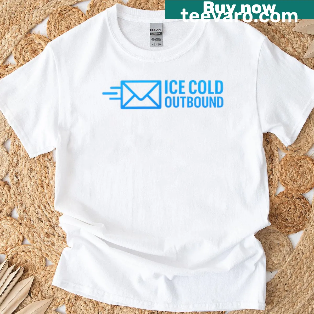 Graphic t-shirt featuring 'Ice Cold Outbound' design — on a men's t-shirt