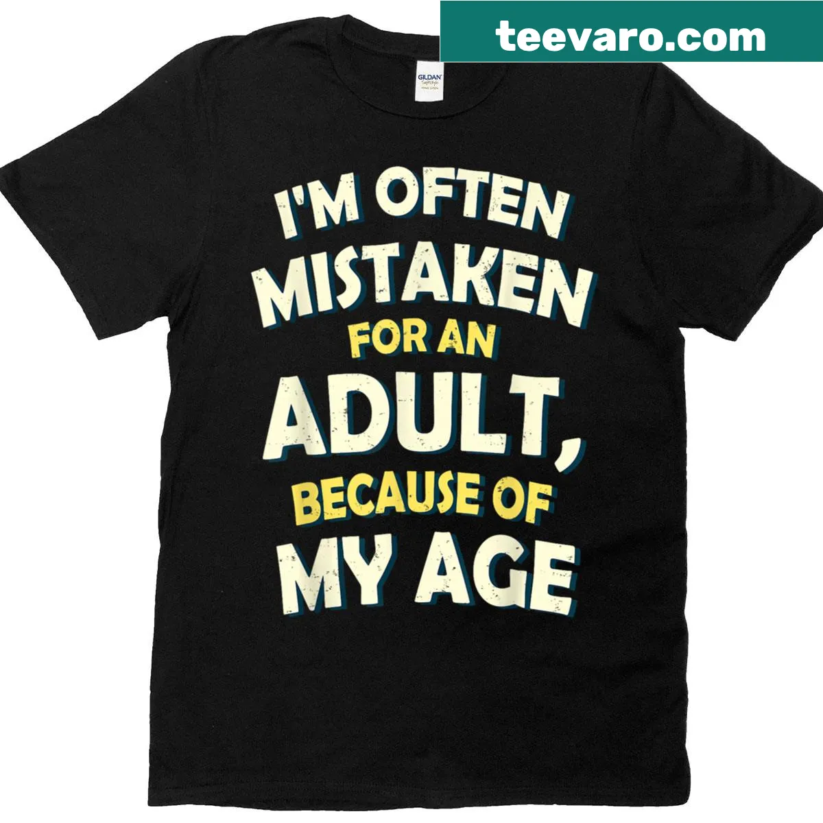 T-shirt with humorous adulting quote — on a men's t-shirt