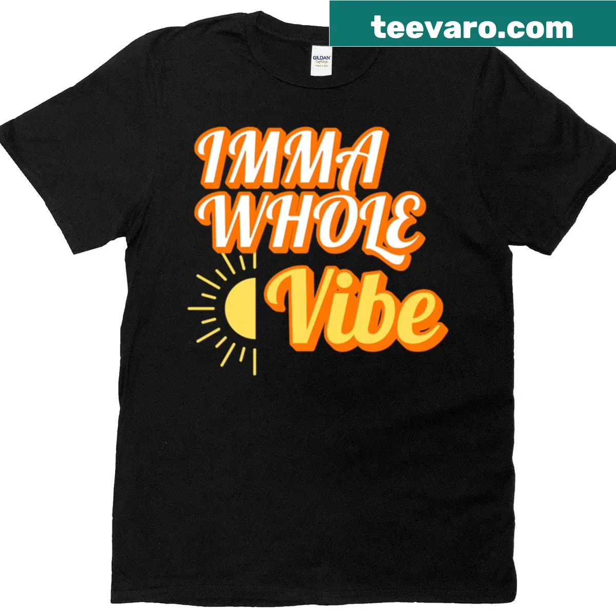 Oversized T-shirt with playful Imma Whole Vibe text — on a men's t-shirt