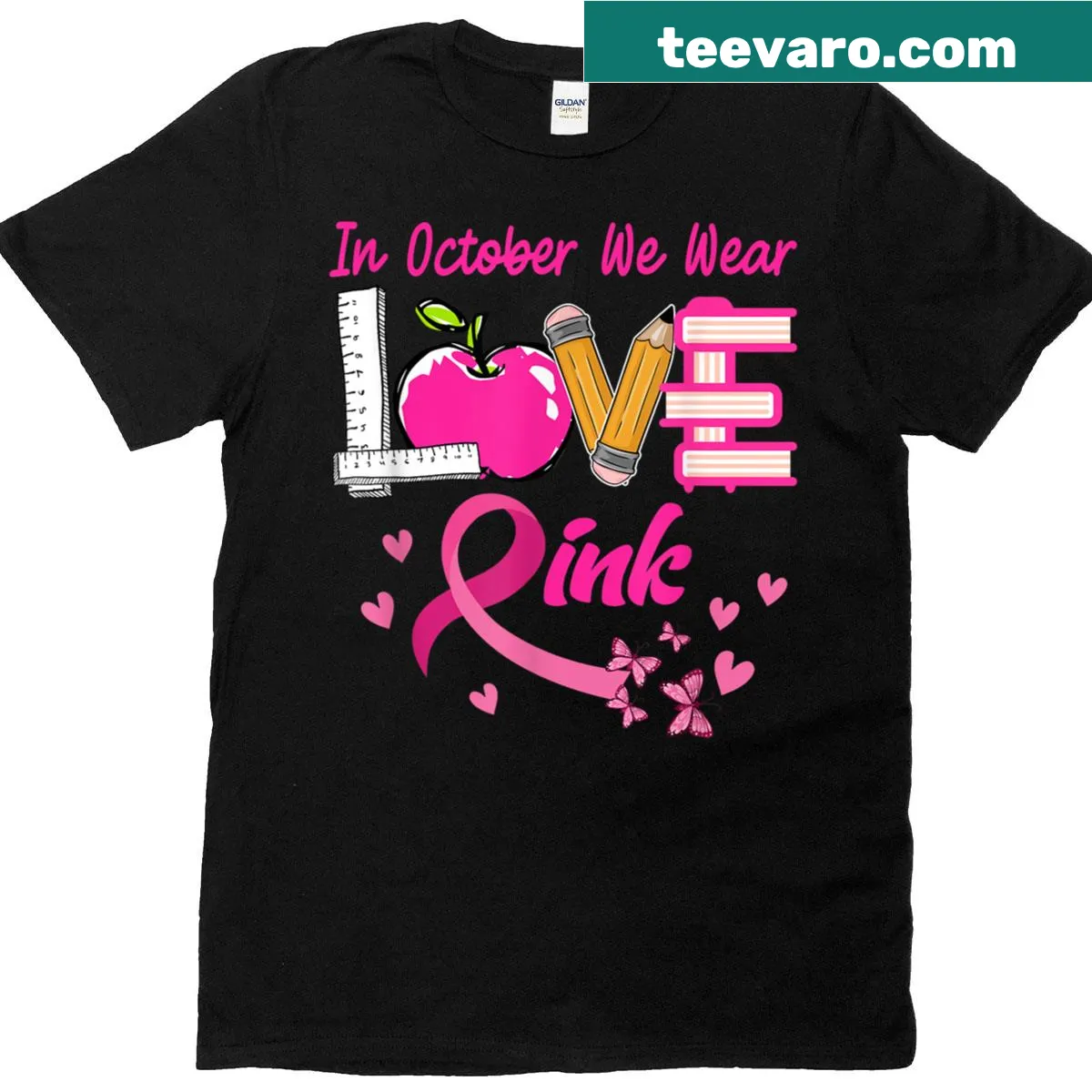 Breast cancer awareness t-shirt with a pink message — on a men's t-shirt