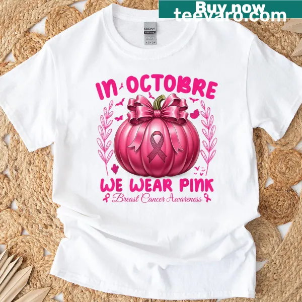 T-shirt with pink pumpkins for Breast Cancer Awareness