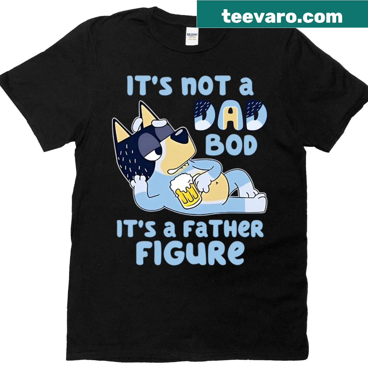 Funny dad-themed shirt with the phrase 'It's Not A Dad Bod, It's A Father Figure.' — on a men's t-shirt