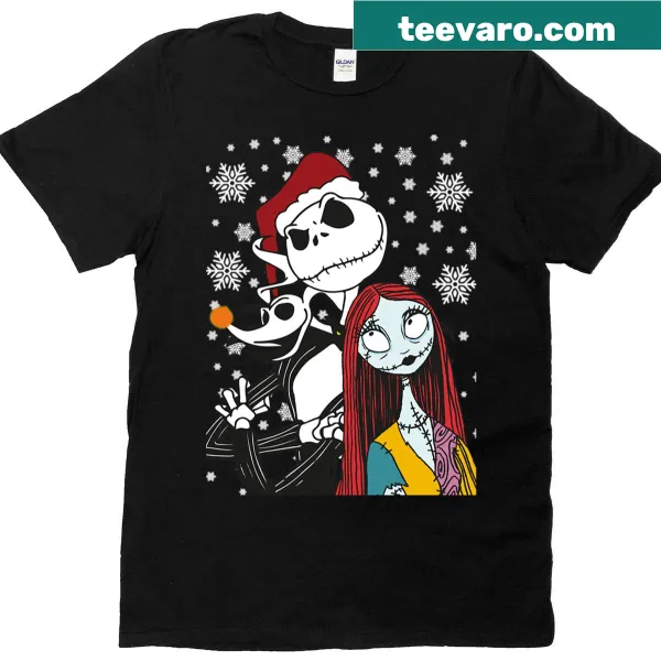 T-shirt featuring Jack Skellington, Zero, and Sally from The Nightmare Before Christmas