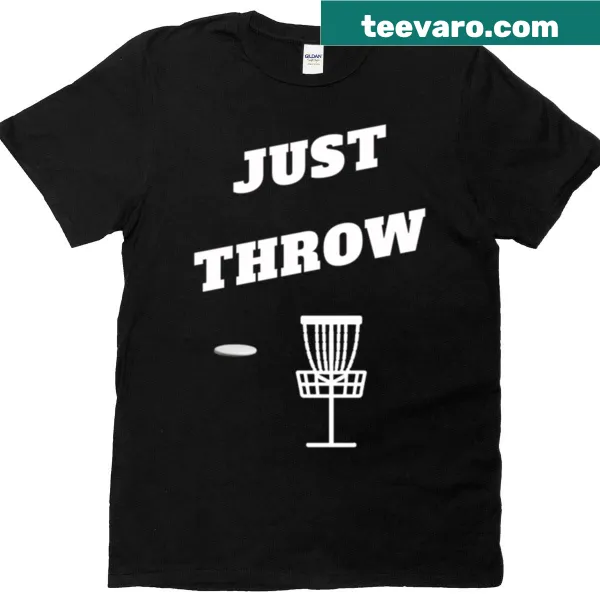 T-shirt featuring playful disc golf graphic and text.