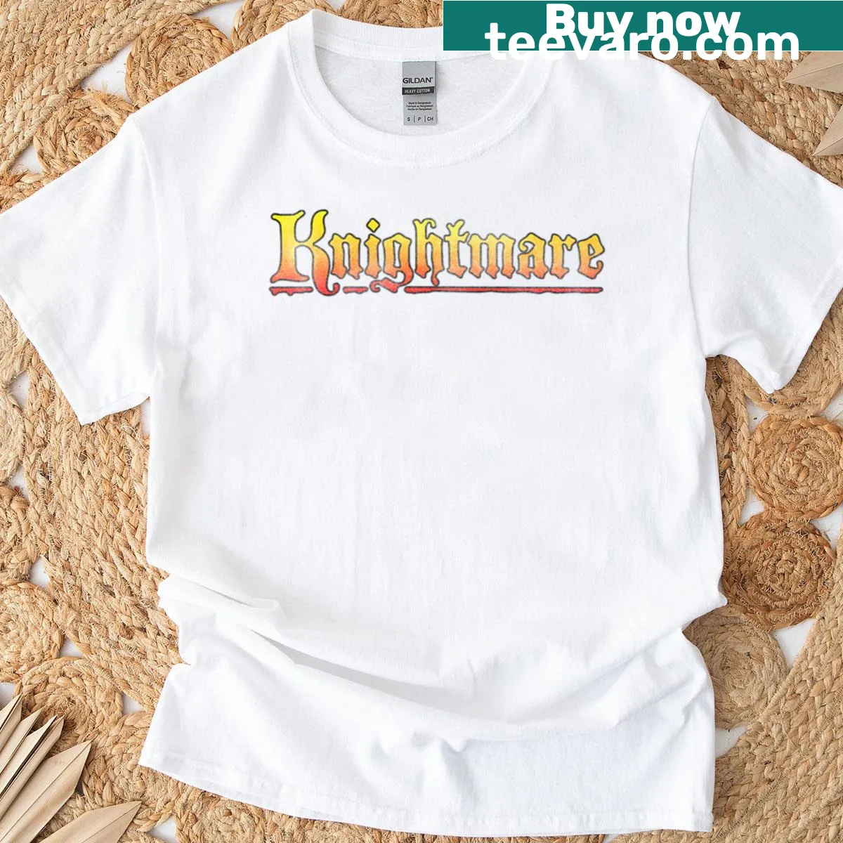 Vintage-style t-shirt with a knightmare fantasy graphic — on a men's t-shirt