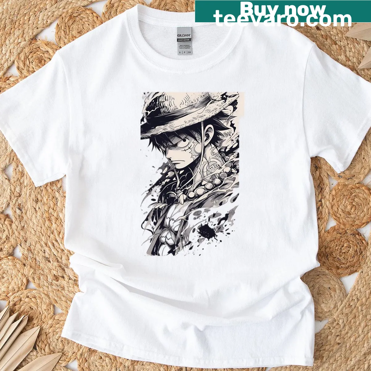 Illustration of Luffy gazing ahead from anime — on a men's t-shirt