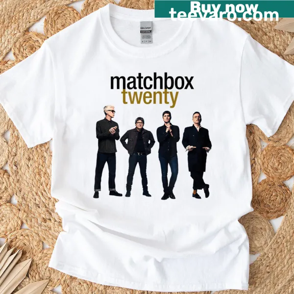 Illustrated portrait of Matchbox Twenty on a T-shirt