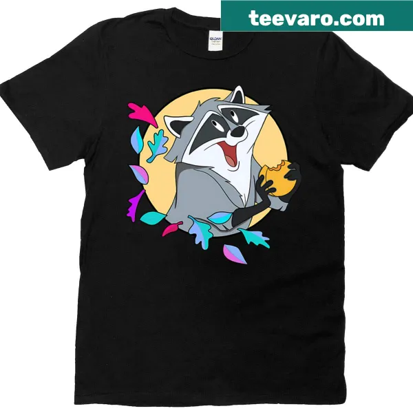 Meeko character with a biscuit graphic T-shirt
