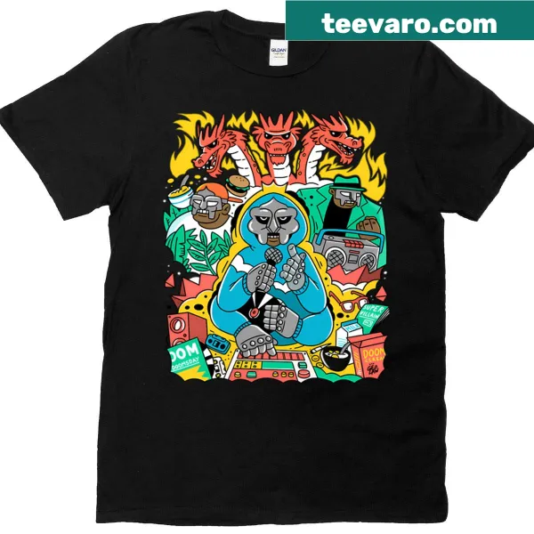 Tribute T-shirt featuring MF Doom in a stylish typography design