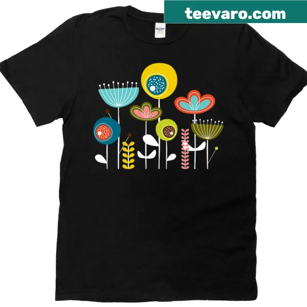 Mid-century floral design t-shirt