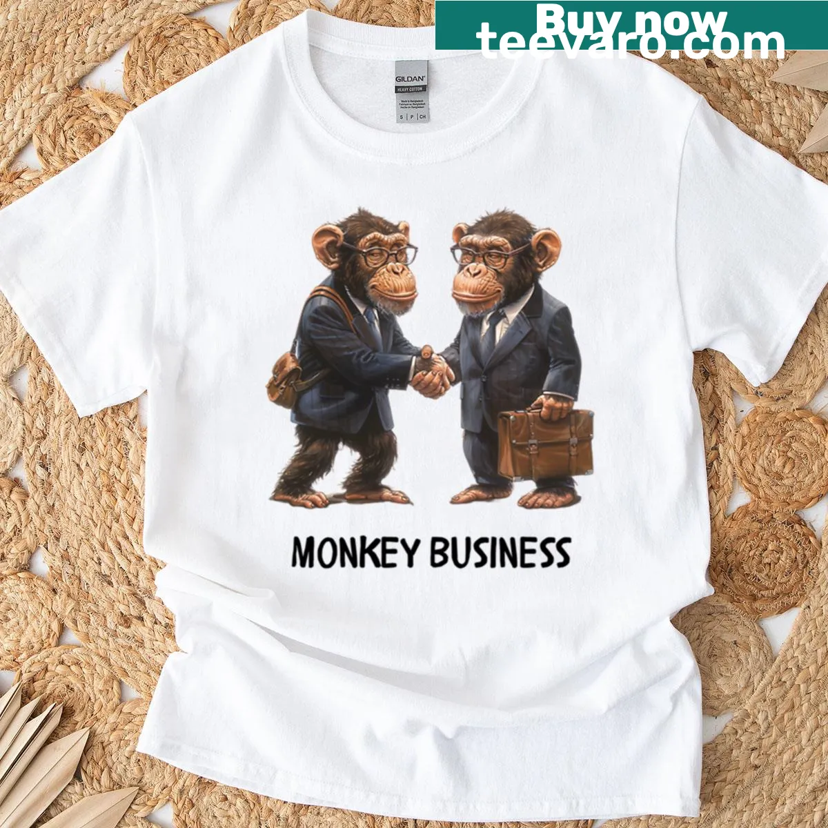 Fun shirt featuring whimsical monkey graphics — on a men's t-shirt