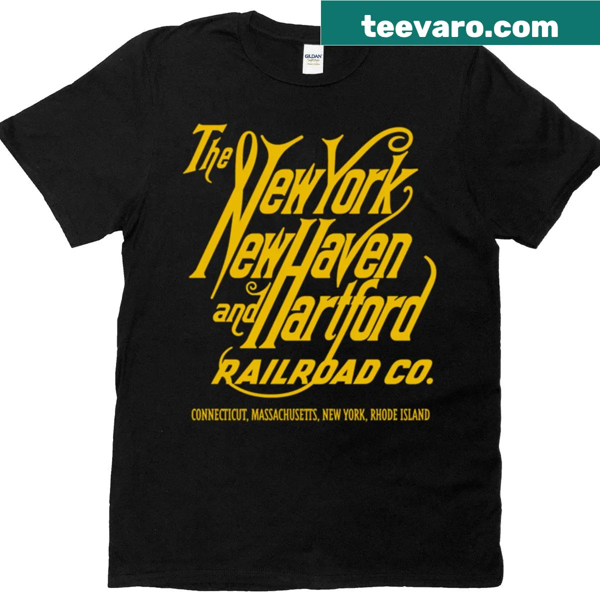 Vintage-style T-shirt honoring New York New Haven and Hartford Railroad — on a men's t-shirt