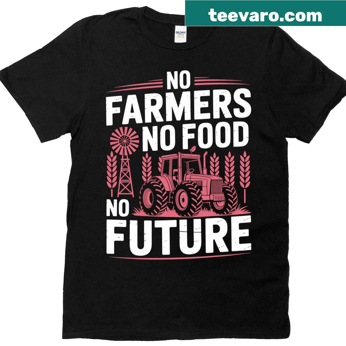 Typographic design stating 'No Farmers No Food No Future' — on a men's t-shirt