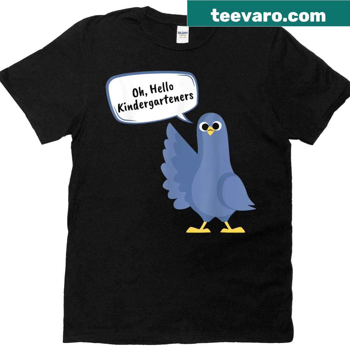 Cute pigeon illustration with text for kindergarten teachers — on a men's t-shirt